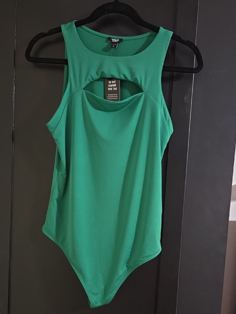 Express Green High Neck Cut Out Bodysuit